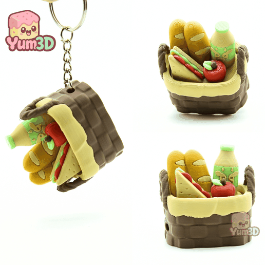 🧺 Yum3D Picnic Basket Fidget Clicker Keychain - Cute Backpack